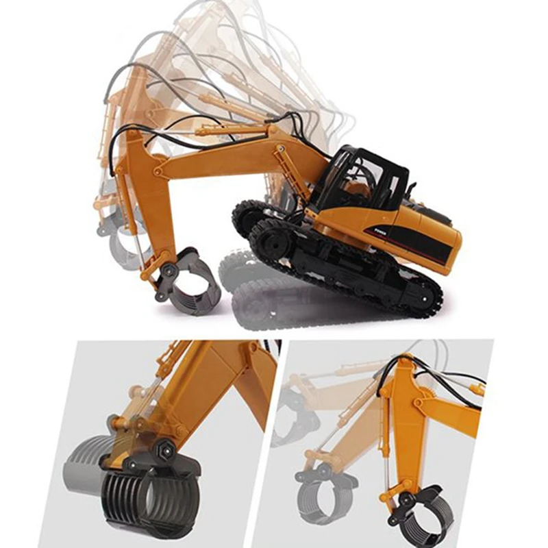 

Metal 570 Simulation Claw Gripper Pickup Hand for HuiNa 570 1570 Excavator Toys 1/14 16 Channel RC Car Parts,Black