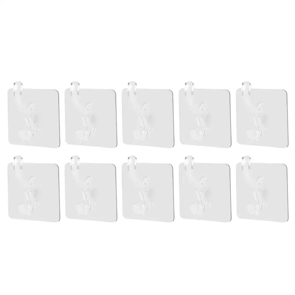 

Adhesive Wall Hooks Hangers About 8kg / 17lbs Heavy Duty Hook Transparent Punch-free Waterproof Oil-resistant Reusable Sea