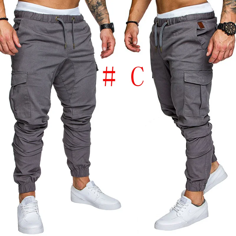 C Новые модные спортивные штаны, Мужские Jogger штаны похудания форма брюки повседневные брюки с эластичным поясом Мужские штаны длинные брюки - Цвет: C