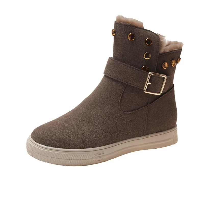

2019 Winter Boots Women Ankle Boots Warm Suede Leather Plush Woman Shoes Sneakers Flats Ladies Shoes Female Snow Boots 163223