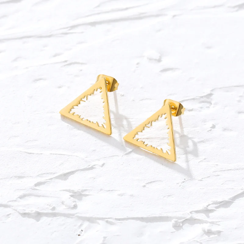 

Minimalist Gold Silver Color Triangle Stud Earrings For Women Stainless Steel Geometric Earring Aretes De Mujer Pendientes