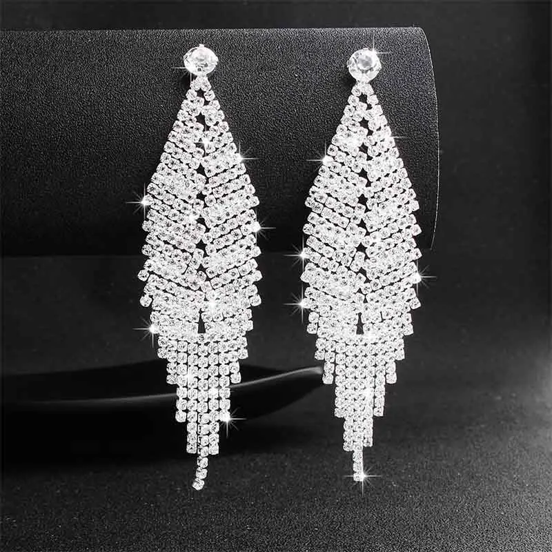 ERS-J4042-Silver Miallo, новинка, свадебные серьги с австрийскими кристаллами и кисточками, свадебные Женские Висячие серьги для невесты, подружки невесты, ювелирные изделия, подарки - Окраска металла: ERS-J4042-Silver
