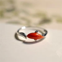 yizizai red koi fish ring women vintage jewelry for women silver color lucky rings classical art exquisite luxury ladies jewelry