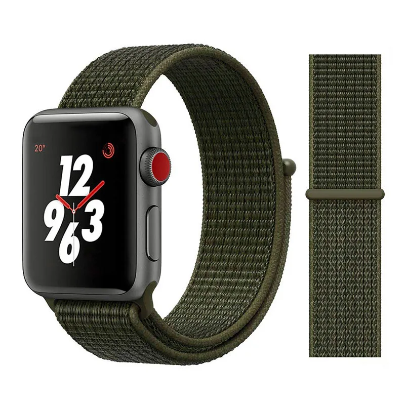 Olive Green Нейлоновый спортивный бесшовный мягкий для наручных часов iwatch серии 4/5/3/2/1 дышащий замена ремешок для наручных часов Apple Watch 38 мм/40 мм/42 мм/44 мм - Цвет ремешка: Olive Green