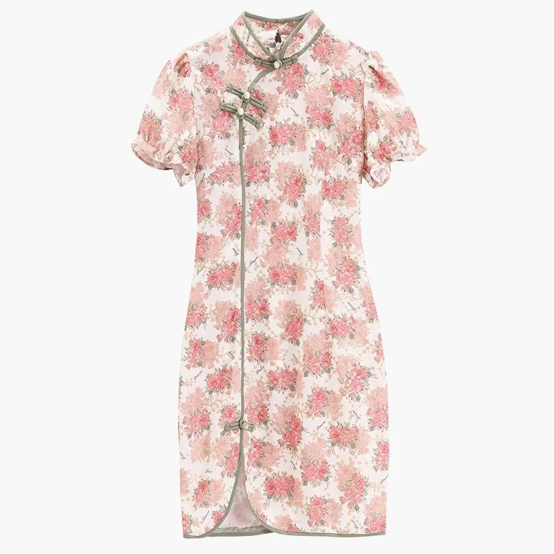 

2020 new cheongsam fashion temperament ladies retro improved Chinese style cheongsam Korean version slim slimming daily wear