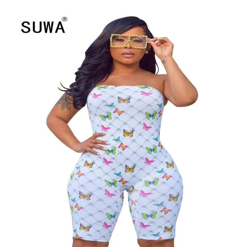 

Великолепный графический принт женские зауженные короткий комбинезон 2020 горячая Распродажа Хай-стрит для женщин без бретелек без рукавов ...