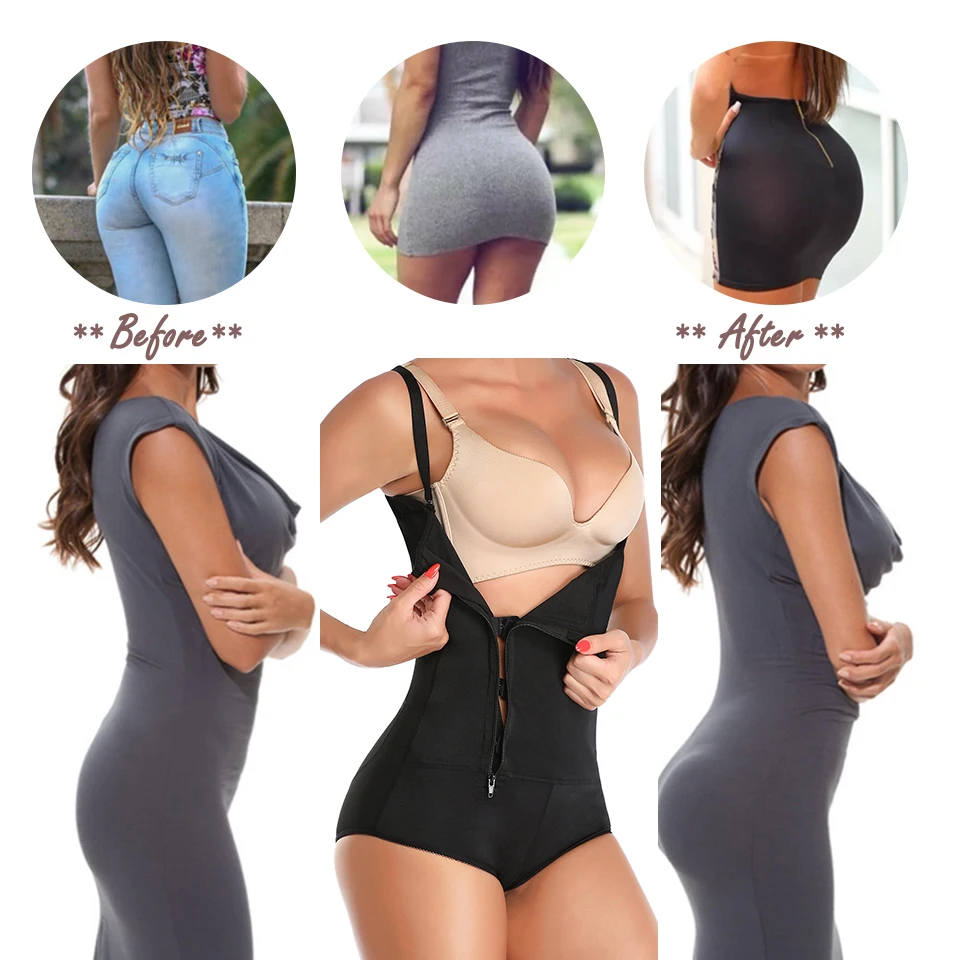 Shapewear for Women Tummy Control Fajas Colombianas Body Shaper for Women Zipper Open Bust Bodysuit Waist Trainer Slimming