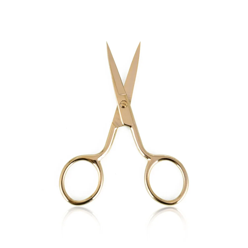 Золотые ножницы для макияжа из нержавеющей стали бровей с прямым изогнутым