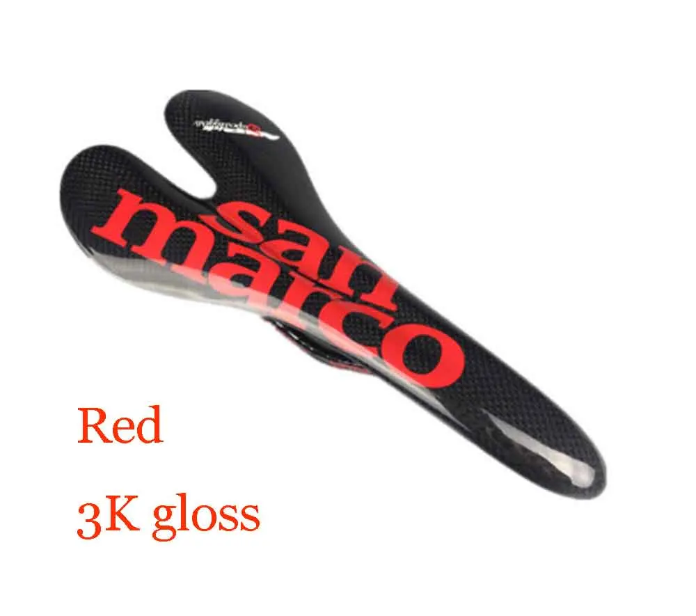 Red gloss Полностью углеродное волокно велосипедное седло 3K Блеск/матовая дорога горный велосипед переднее сиденье велосипеда седло - Цвет: Red gloss