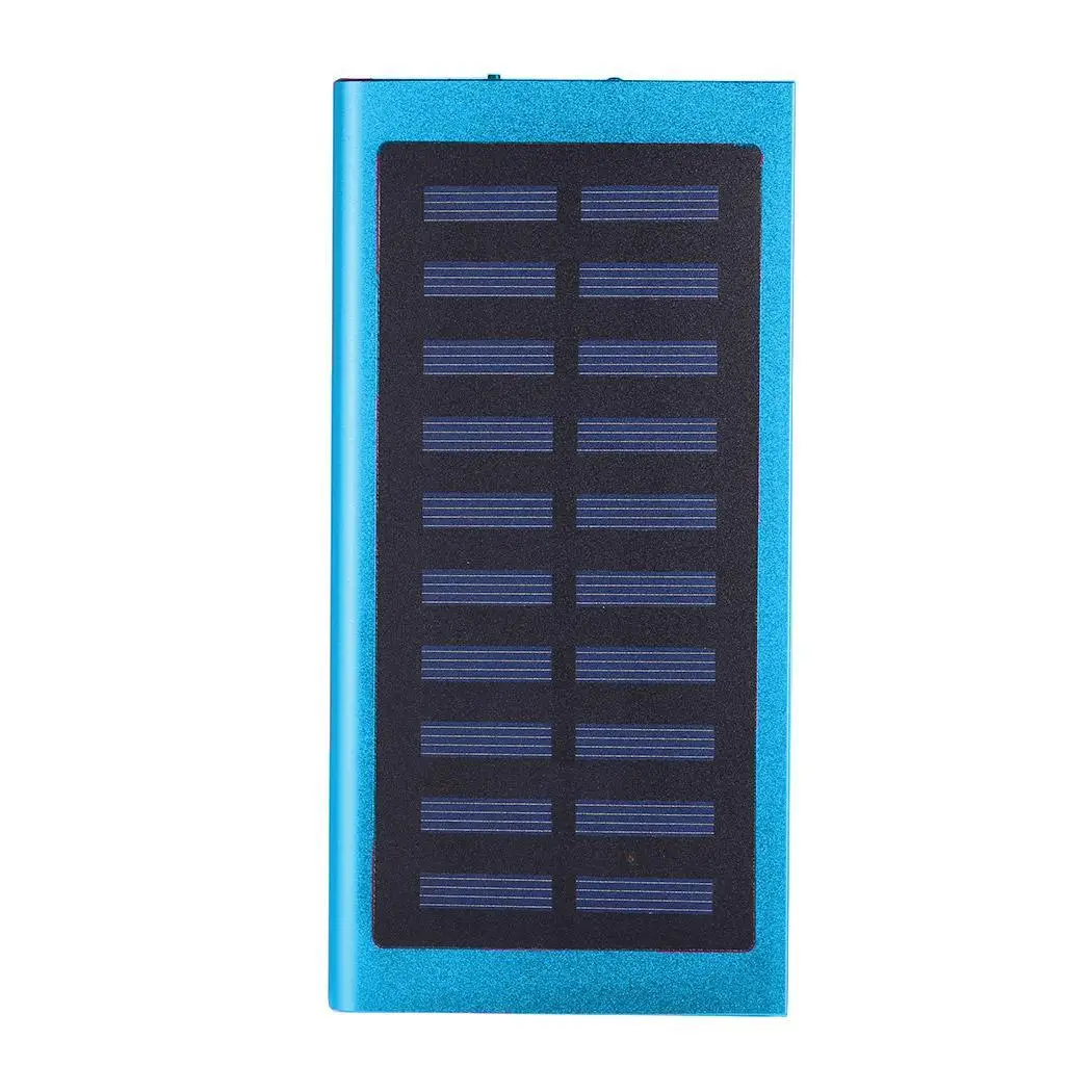 Blue Солнечная батарея 20000mAh двойное Портативное зарядное usb-устройство ультра-тонкий внешний Аккумуляторный сотовый телефон банк питания для Xiaomi iPhone samsung - Цвет: Blue