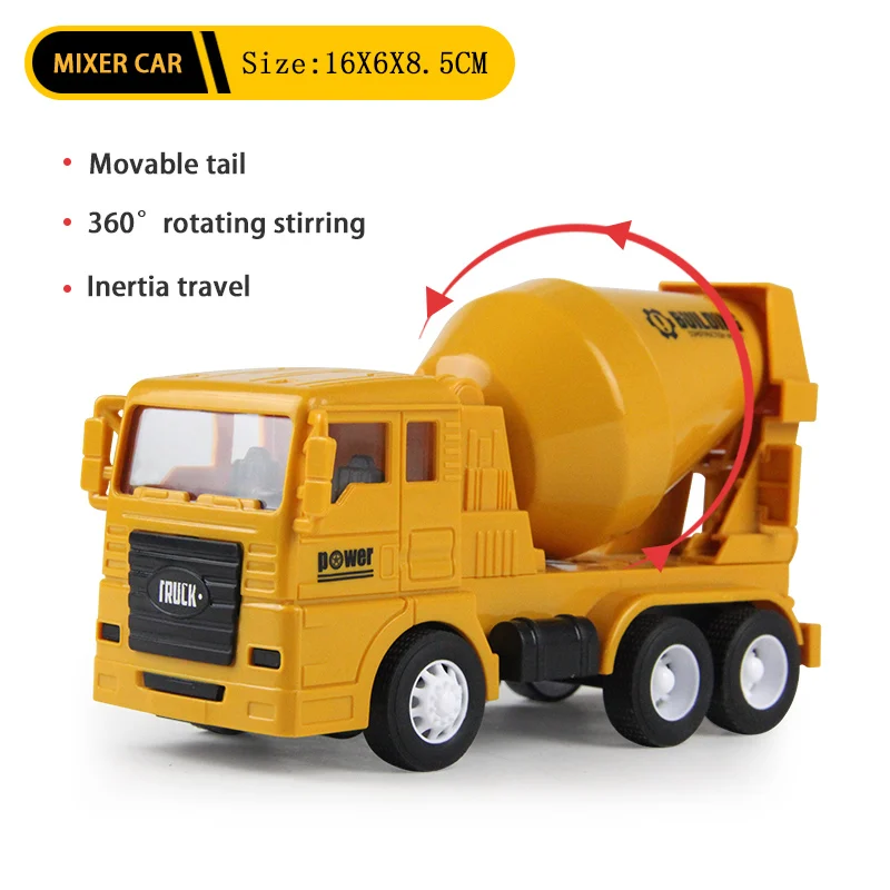 Mixer car 4 шт. большой размер Инженерная модель автомобиля 1:48 литая Инженерная игрушка автомобиль игрушка самосвал экскаватор инженерное транспортное средство - Цвет: Mixer car