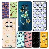 smile face and butterfly phone case for huawei y6 7 9 5p 6p 8s 8p 9a 7a mate 10 20 40 lite pro plus rs soft silicone cover