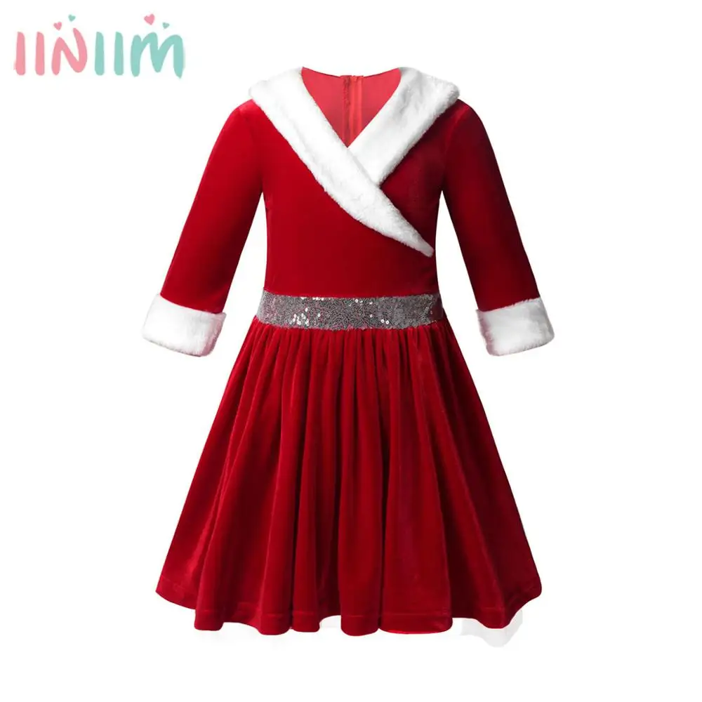 Детский Рождественский костюм для девочек Танцевальная одежда из