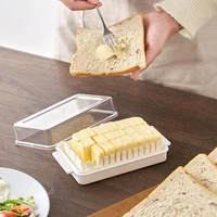 plastic butter cutting storage box butter keeper fresh keeping container cheese slicer dish with lid dustproof rectangular box