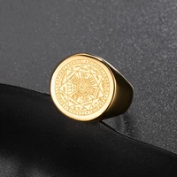 seal of the sevenfour archangels ring 316l stainless steel18k goldblack amulet jewelry talisman ring for menwomen