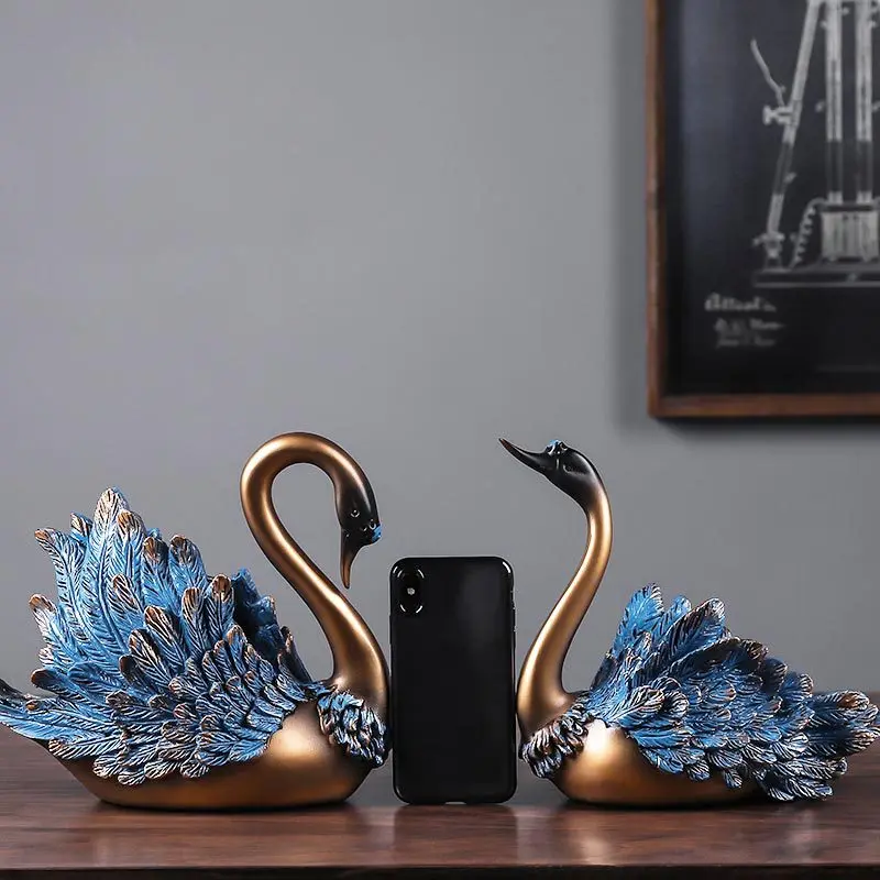 

Home Decoration Accessories A Couple of Swan Statue Home Decor Modern Art Ornaments Wedding Gifts for Friends Lovers