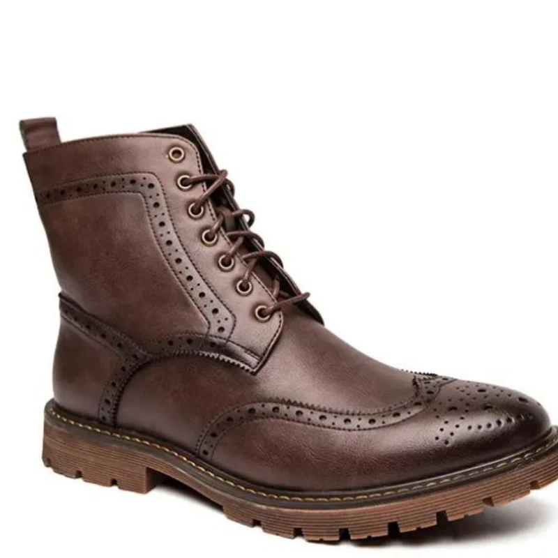 

Autumn and Winter 2021 Men's Lace Up Pu Fashion Brock Pattern Men's Boots Comfortable Fashion Trend Men's Boots Hot 5KE214