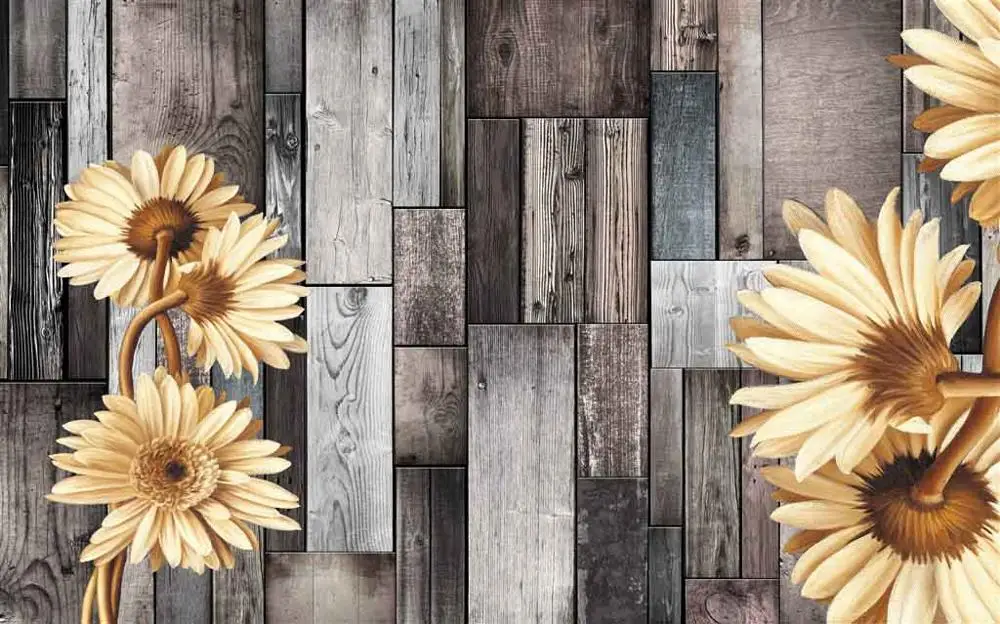 

SHENGYONGBAO Vinyl Custom Photography Prop Floral and Wood Planks theme Photo Studio Background CK19924-052966