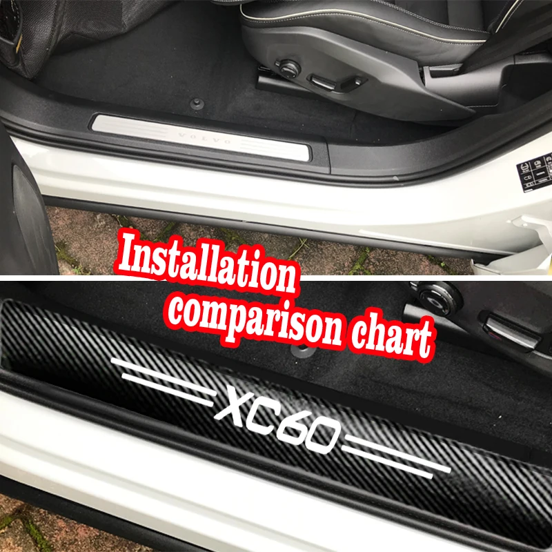 Автомобильная полоса порога Виниловая наклейка для Volvo XC60 искусственная кожа