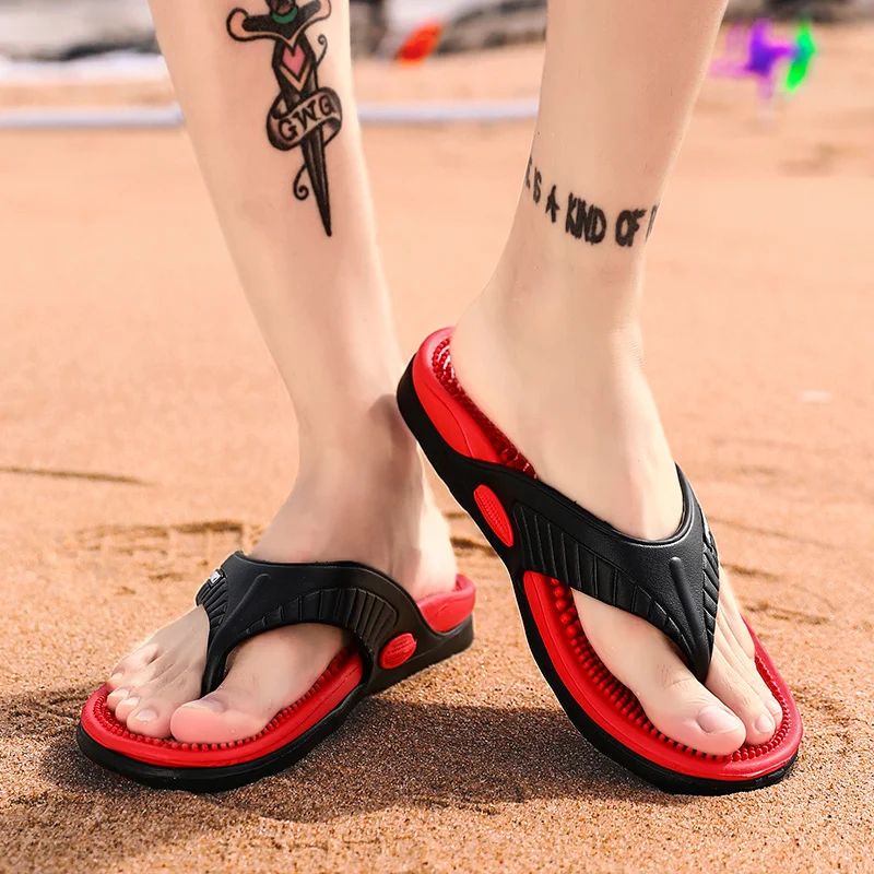 

Shoes Men's Massage Flip-flops Men's Breathable Beach Shoes Sandals Casual Slippers Men's Shoes Summer 2021 New Ultra-light