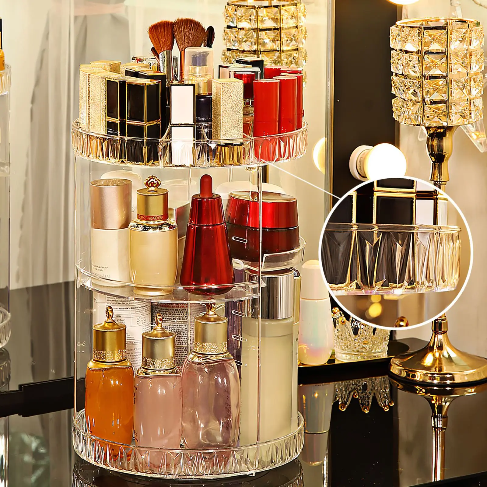 

Органайзер для косметики, вращающийся на 360 градусов, прозрачный