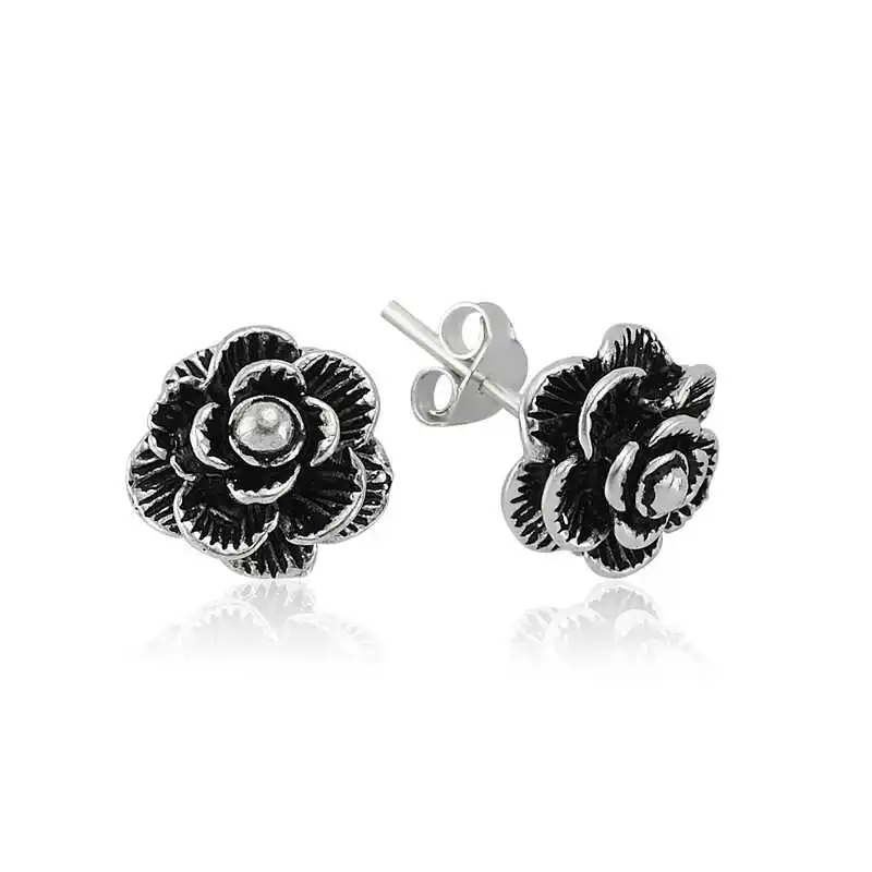 

Silver Studded Rose Earrings