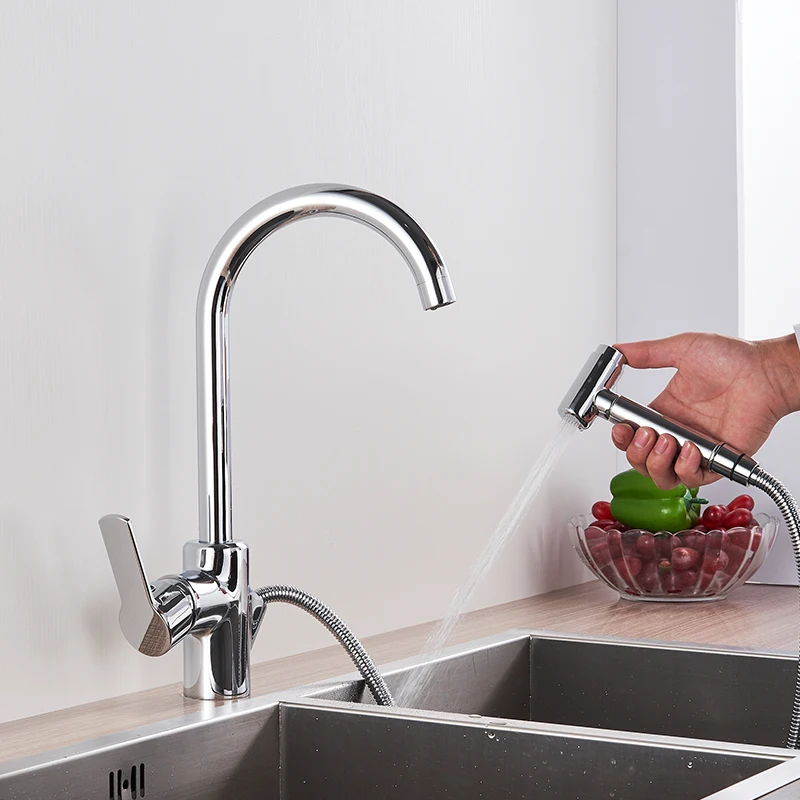 Черный кухонный кран с одной ручкой 360 Roratation и смеситель для кухонной раковины