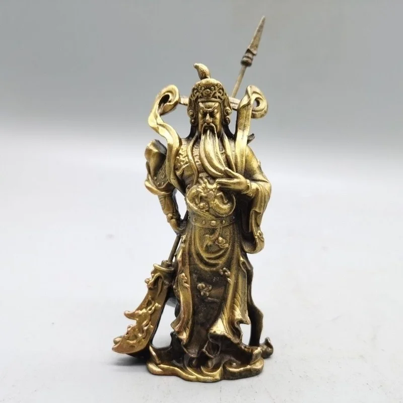 

Brass Guan Gong Statue God of Wealth Figurines Miniatures Home Decoration Lucky Feng Shui Home Living Room Office Decor Ornament