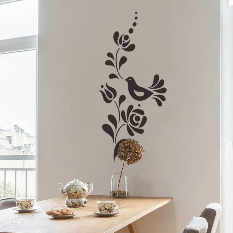 New Simple Black Flower Vine Bird Bedroom Xuan Living Room Wall Beautification Decoration Wall Sticker