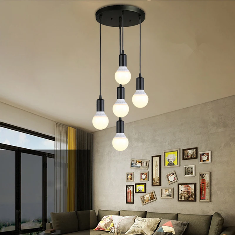 Современные Люстры черно-белого цвета в стиле лофт Регулируемая лампа Эдисона