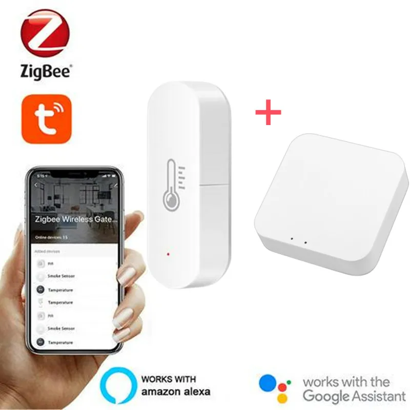 

Смарт-датчик температуры и влажности Tuya Smart ZigBee 3,0, работающий от батарейки, с приложением Tuya Smart Life и Alexa