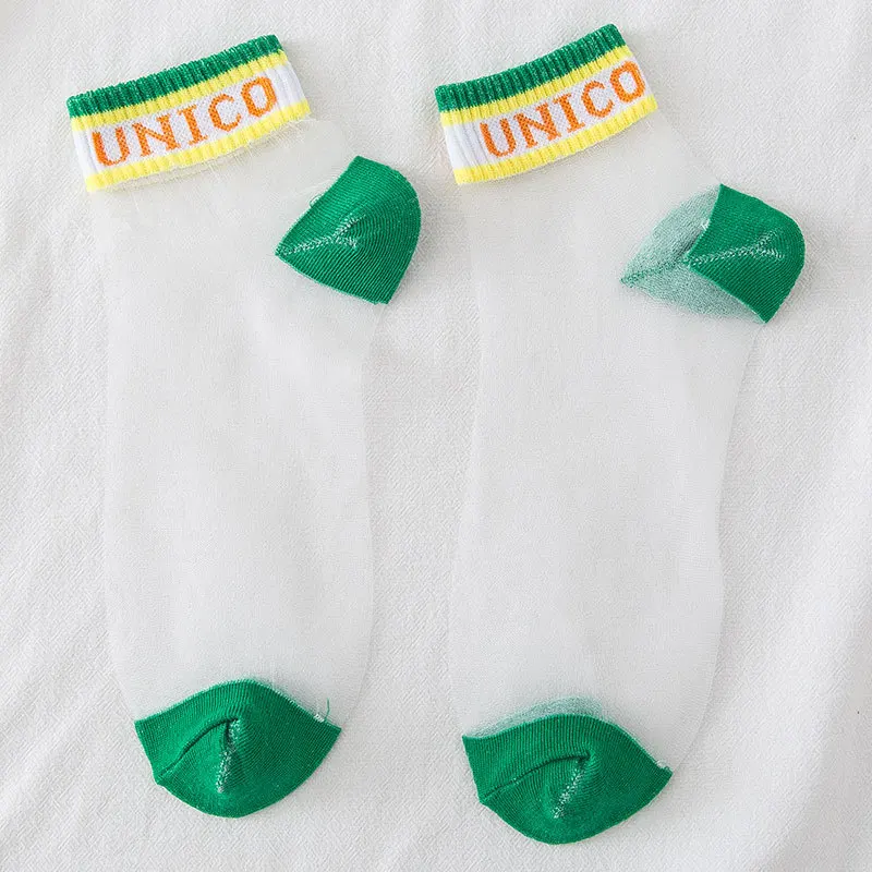 

5 Pair Socks(random Color) Women Socks Breathable Thin Socks Summer Girls Transparent Silk Socks Elastic Short Socks Ankle Socks