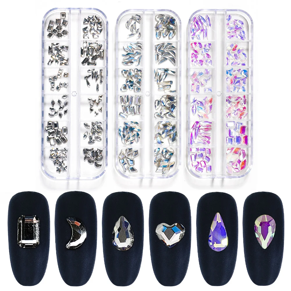 

Стразы декоративные с кристаллами и камнями необычной формы, 120 шт. в коробке