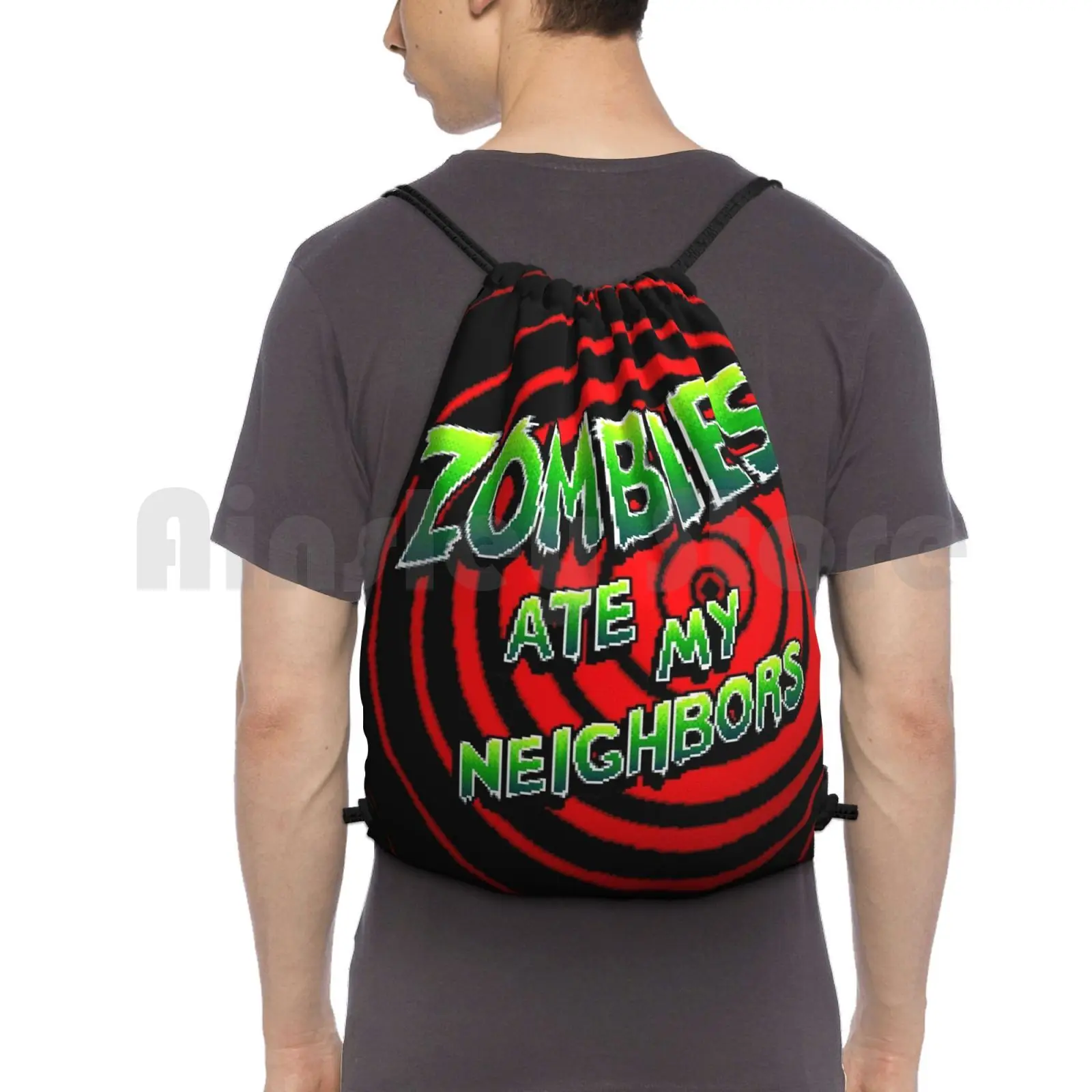 

Zombies Ate My Neighbors Pixel Art Backpack Drawstring Bag Riding Climbing Gym Bag Video Games Pixelart Pixel Art Sprite