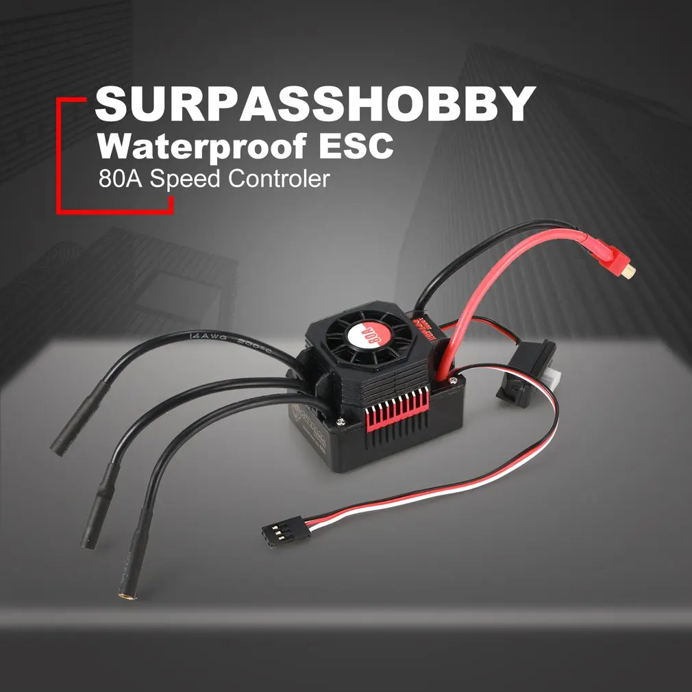 

SURPASSHOBBY KK 80A Waterproof Sensorless Brushless Speed Controler 2-3S ESC for 1:10 RC Car Model Parts