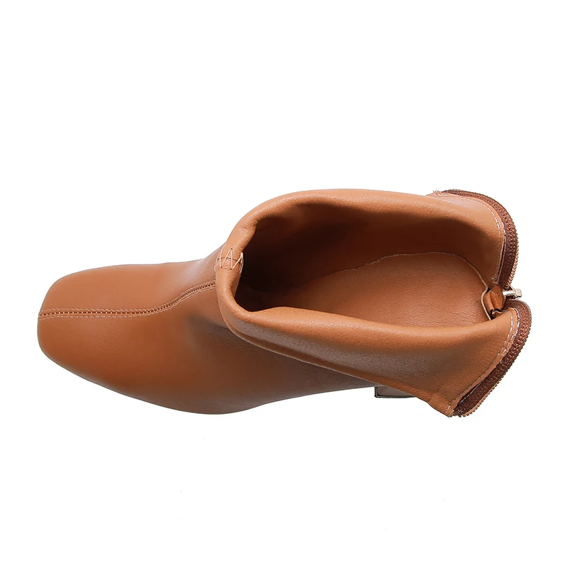 Женские ботильоны из пу кожи на высоком каблуке с квадратным носком|Женские