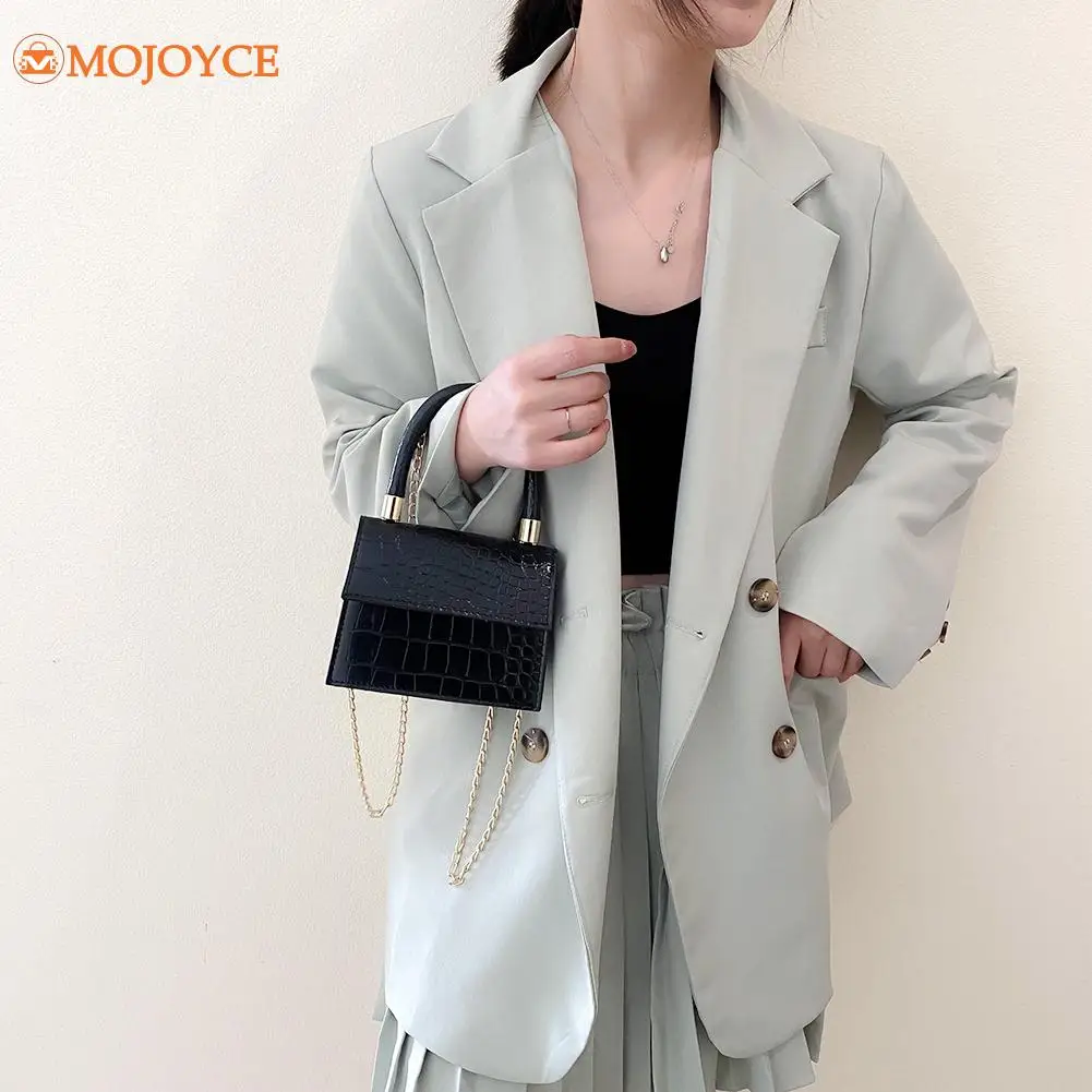 

Women Small Chain Shoulder Bag Classic Texture Creative Design Chic Leather Tote Female Pure Travel Crossbody Pouch
