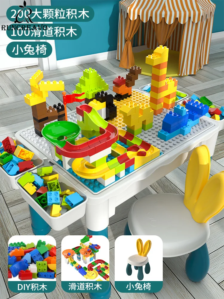 Multi-function Building Blocks Boys and Girls Intelligence Toys Assembles Kids Table Chair Set Desk Child | Мебель