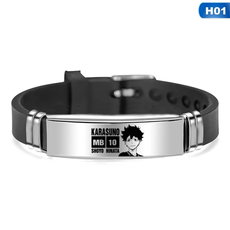 

Anime Haikyuu Shouyou Hinata Bracelet Volleyball Boy Silicone Wristband Adjustable Wrist Band Cuff Bracelet Sports Casual Gift