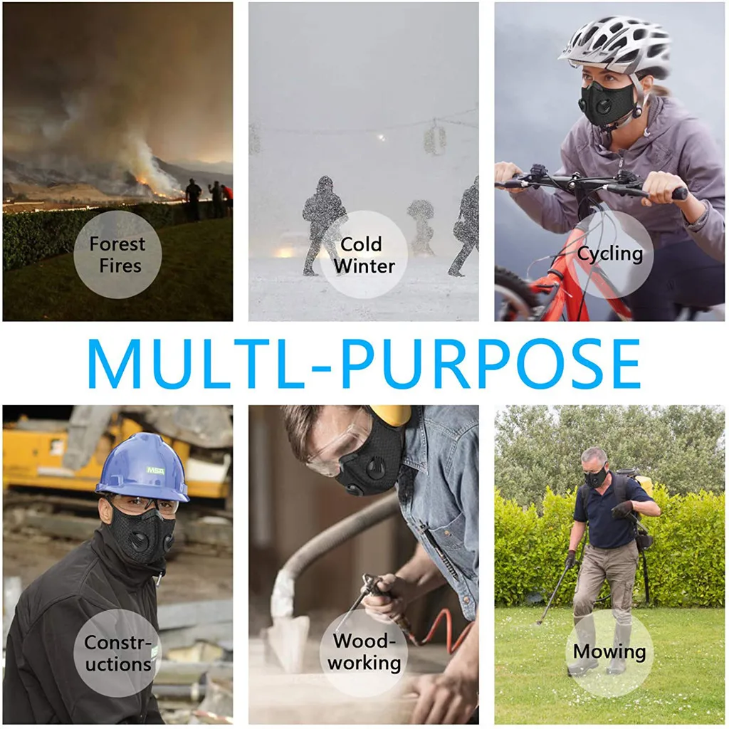 

Cycling Face Mask Dust Mask Bike Active Carbon With Filter Mask Breathing Valve Anti-Pollution Protective Sports Mask#E5