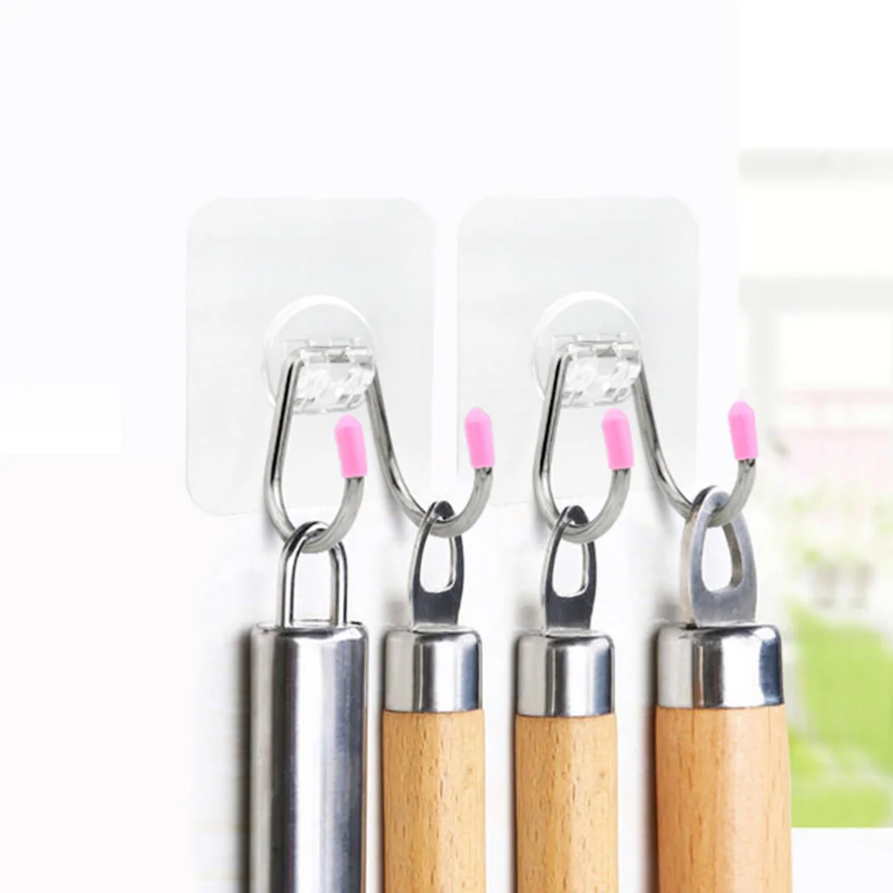 

6pcs Stainless Steel Hooks Clothes Hat Hooks Tile Wall Punch Free Hangers Wall-mounted Hooks Double Hooks Home Hotel Bathroom Ac