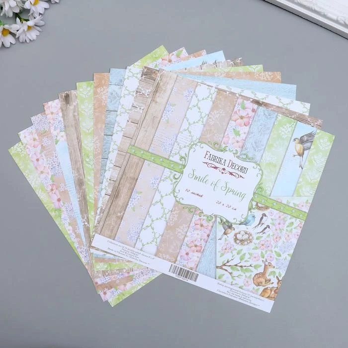 Набор бумаги для скрапбукинга &quotSmile of Spring" 10 листов 20х20 см 5490220 | Дом и сад