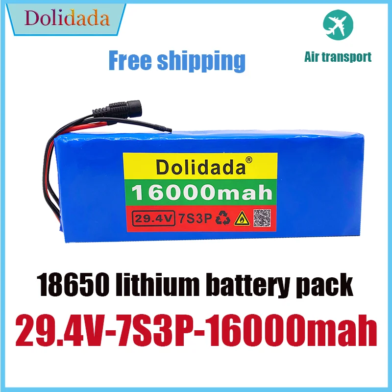 

24V Battery 7S3P 29.4V 16Ah Li-ion Battery Pack with 20A Balanced BMS for Electric Bicycle Scooter Power Wheelchair