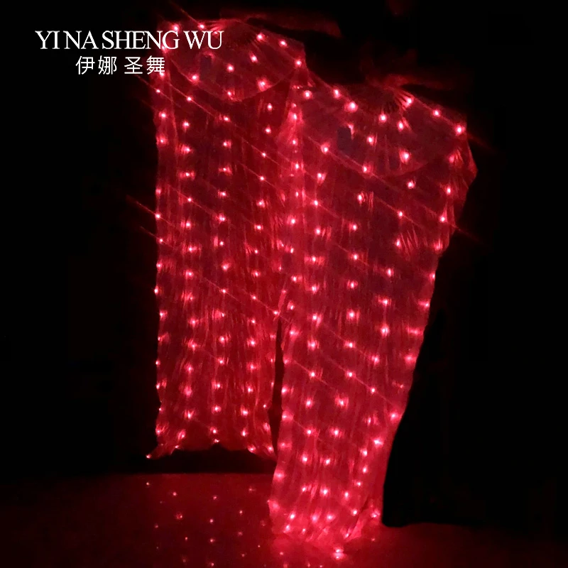 Танец живота шелк светодиодный вентиляторы сценический реквизит красочные