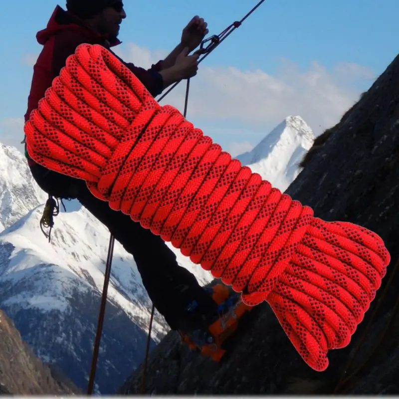 

10m Rock Climbing Rope With Carabiner Climbing Hunting Emergency Survival Rope Durable Quick Drying Static Safety Lanyard