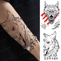 wolf forearm temporary tattoos stickers art edges animal fake tattoo flash for women waterproof black sleeve translation tattoo