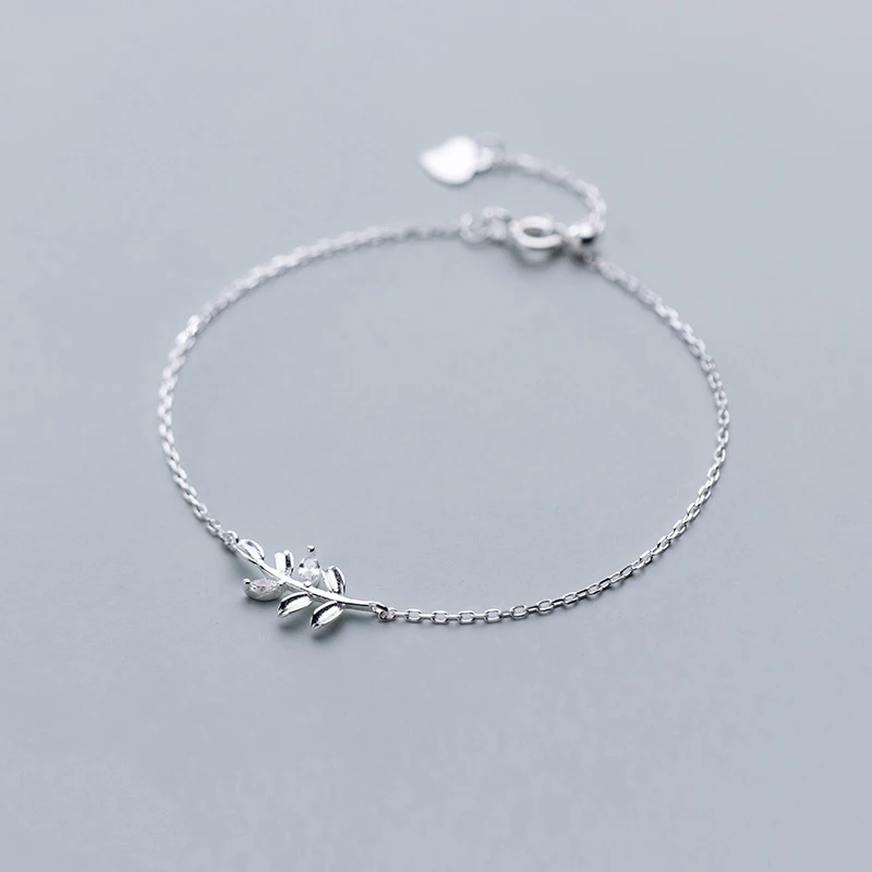 Женский браслет с листьями Trustdavis из 100% серебра 925 пробы блестящим кубическим
