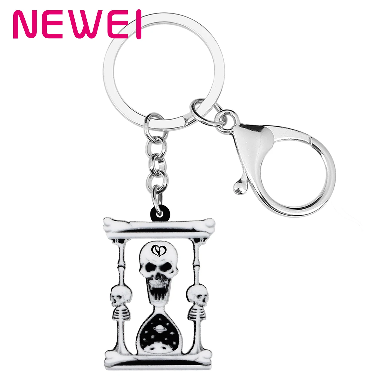 Женский брелок в виде черепа скелета песочных часов |