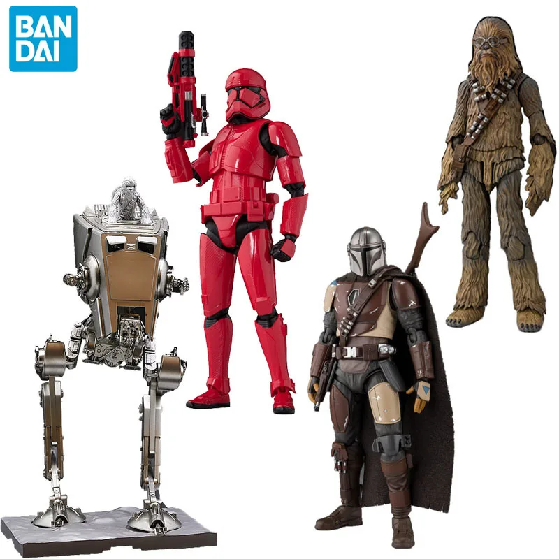 

Звездные войны BANDAI, мандалорианская Чубакка, солдат-штурмовик, металлическая подсветка, экшн-фигурки, модели, детские игрушки