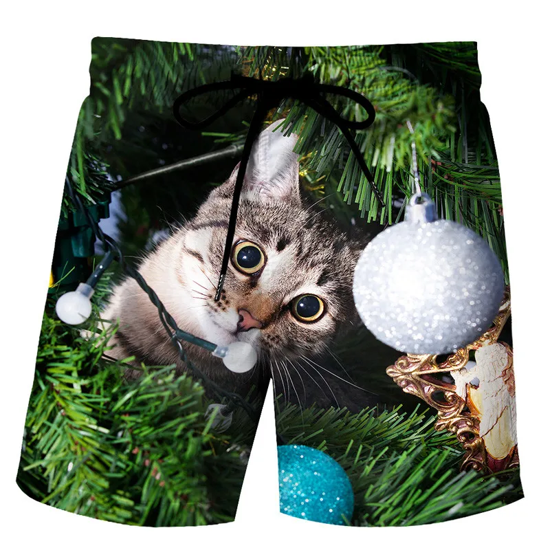 

Hot selling cool cat men's swimsuit surfing shorts casual Beach Street hip hop Harajuku shorts Hawaiian style shorts